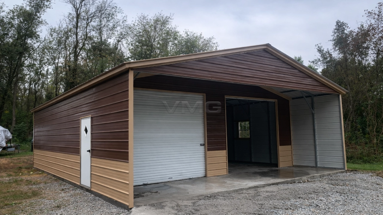 30x40x10 Double Wide Garage with Porch