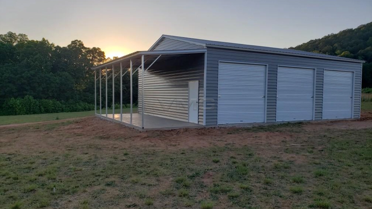 30x40x12 Metal Garage with Lean-to