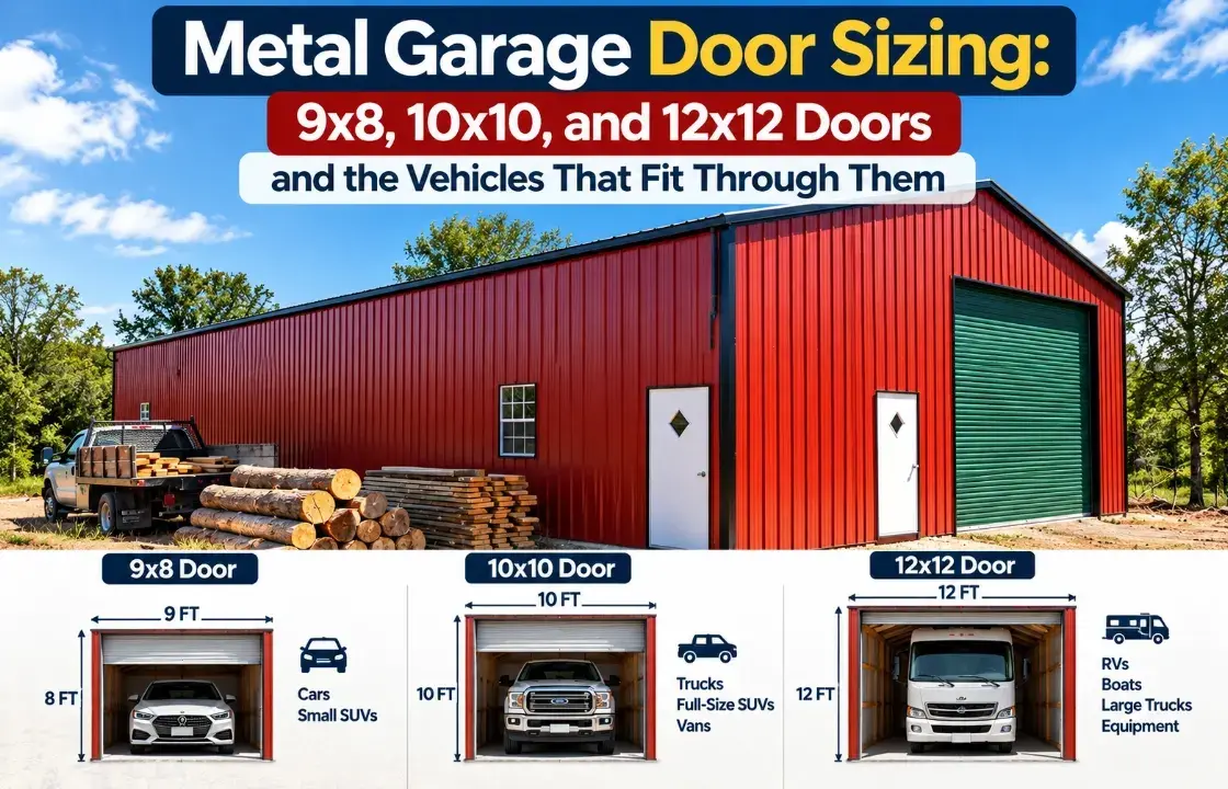 Metal Garage Door Sizing: 9×8, 10×10, and 12×12 Doors and the Vehicles That Fit Through Them