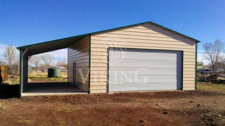 26'X30'X11' Metal Garage with Lean-To