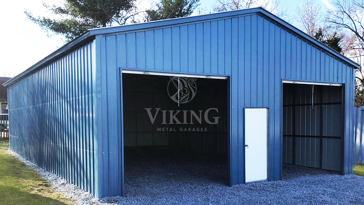 30x40x12 All Vertical Metal Garage - Viking Metal Garages