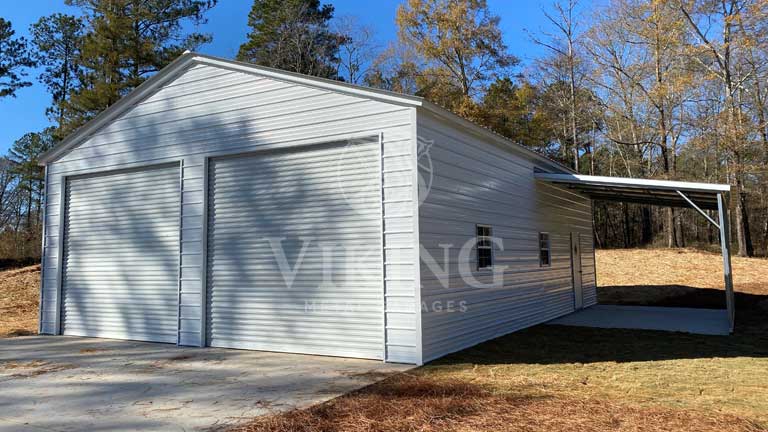 44'x36'x12' Metal Garage with Lean-to