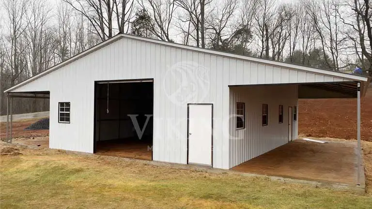 48x40x12-metal-garage-with-lean-to-front-view