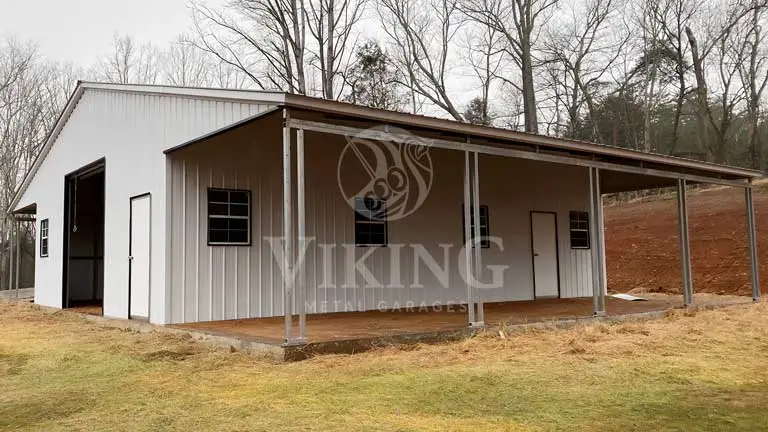 48x40x12 Metal Garage With Lean-to