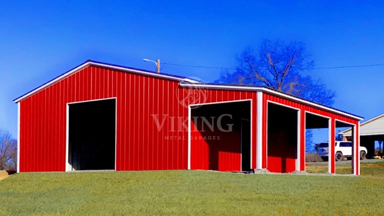 40'x35'x12' Metal Garage with Lean-to