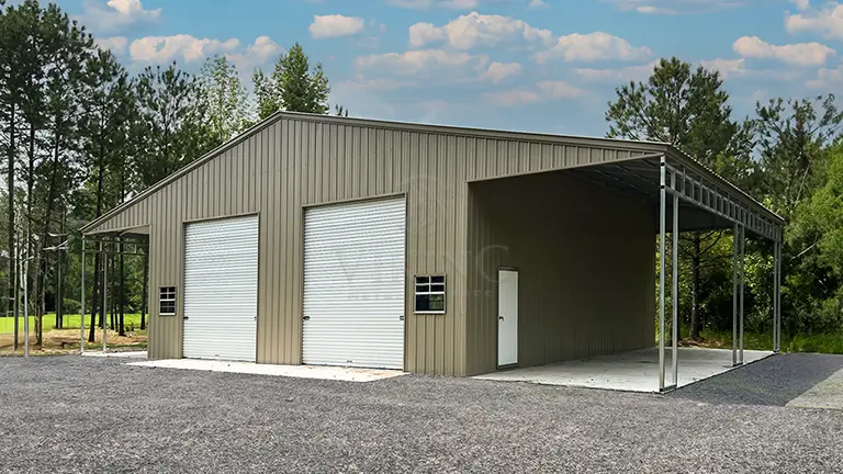 64'x40'x16' Continuous Roof Barns Front View